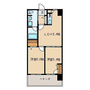 アジリア博多イースト 407｜福岡県福岡市博多区吉塚１丁目(賃貸マンション2LDK・4階・45.05㎡)の写真 その2