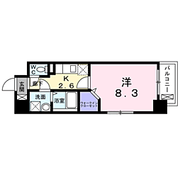 パルトネール板付 2階1Kの間取り