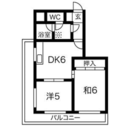 ダイアパレス天神東 2DKの間取図画像