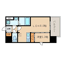 アスシード大手門 1LDKの間取図画像