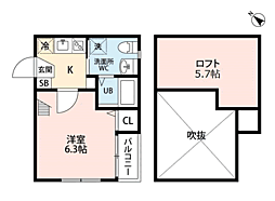 アルモニ博多 1Kの間取図画像