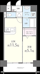 テイルガーデン博多 1LDKの間取図画像