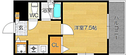 ロイヤルコンフォート草香江2 1Kの間取図画像