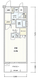 アソシアグロッツォ博多 1Kの間取図画像