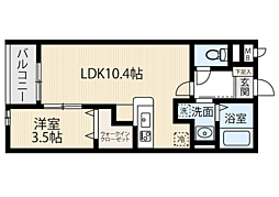 Y'sNishijin 1LDKの間取図画像