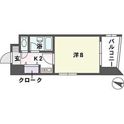ソレアード赤坂 1Kの間取図画像