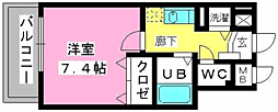 ヨーキハイム大濠 1Kの間取図画像