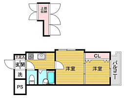 アリビオ天神南 2Kの間取図画像