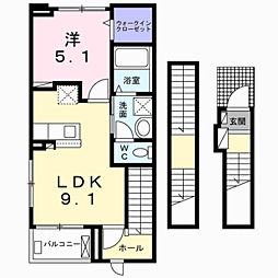 ソレアードヴィラ 1LDKの間取図画像