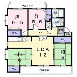 カルチェ南室見 4LDKの間取図画像