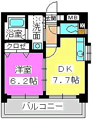 ジュネス小笹 1DKの間取図画像