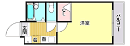 シャルマン六本松 1Kの間取図画像