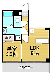 リバティ神屋 1LDKの間取図画像