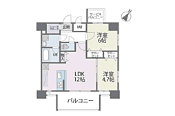 モダンパラッツォ博多デュオグランデWEST 2LDKの間取図画像