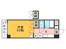 ロイヤル天神南200 1Kの間取図画像