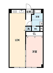 浄水ハイツ 1LDKの間取図画像