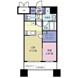 HSK博多ステーション 1LDKの間取図画像