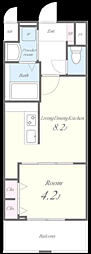 パルククレール博多 1LDKの間取図画像