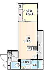 フォルモサ美野島 1LDKの間取図画像