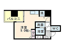 リード桜坂 1Kの間取図画像
