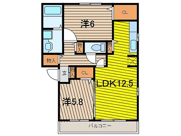D－room与野公園B 101｜埼玉県さいたま市中央区本町西１丁目(賃貸アパート2LDK・1階・62.10㎡)の写真 その2