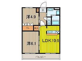 ガーネットハウス 205 ｜ 埼玉県戸田市新曽南４丁目5-7（賃貸マンション2LDK・2階・51.66㎡） その2