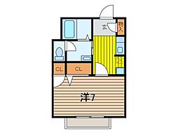コアサウス 1階1Kの間取り