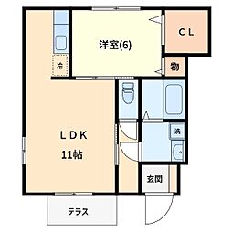 ローズコート1 1LDKの間取図画像