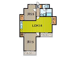 第1星野ビル 2LDKの間取図画像