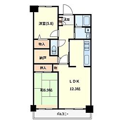 コーポレート浦和別所 2LDKの間取図画像