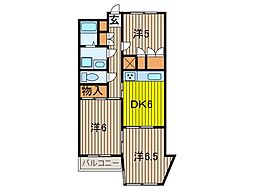 ニューグリーンマンション 3DKの間取図画像