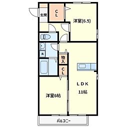 プリムローズ1 2LDKの間取図画像