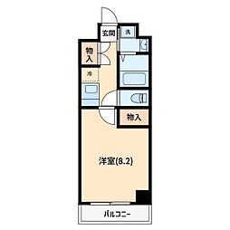 ウィスタリア 1Kの間取図画像
