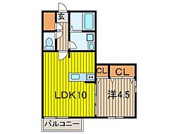 メゾンクレール3 1LDKの間取図画像