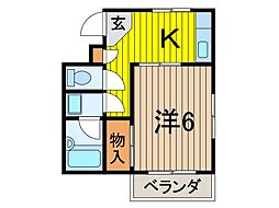 FRIENDVILLA1 1Kの間取図画像