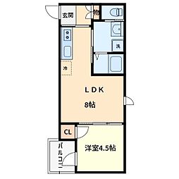ヘゼリヒフラット 中浦和(ヘゼリヒフラットナカウラワ) 1LDKの間取図画像