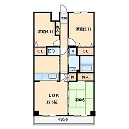 フェリスローマ浦和 3LDKの間取図画像