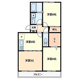 オークコート 3DKの間取図画像