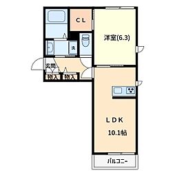 パームコテージ6 1LDKの間取図画像