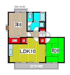 パラシオン中尾3 2LDKの間取図画像