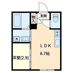 flap新都心 1LDKの間取図画像