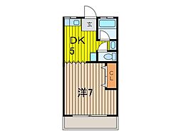 長野ハイツ2号棟 1DKの間取図画像