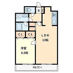 レジェンド与野本町 1LDKの間取図画像