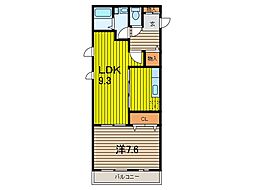 ロイヤルヒルズ武蔵浦和A 1LDKの間取図画像