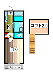 クレセントハウス1 1Kの間取図画像