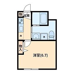 アクシーズ新都心 1Kの間取図画像