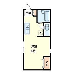 シェモア2 ワンルームの間取図画像