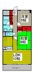 プリムベール南浦和 2LDKの間取図画像