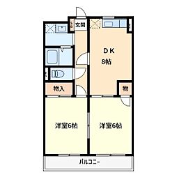 パインズプラーザ 2DKの間取図画像