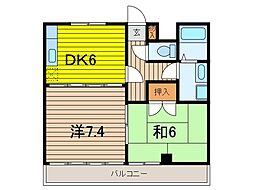 メゾン南浦和 2DKの間取図画像